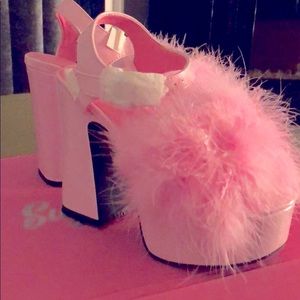 Pink Marbou Heels